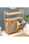 Kirli 2 Kat Organizer Raflı - 2 Bölmeli Önden Çek Aç Kalın Ahşap Bambu Kirli Çamaşır Sepeti 80X33X87-4