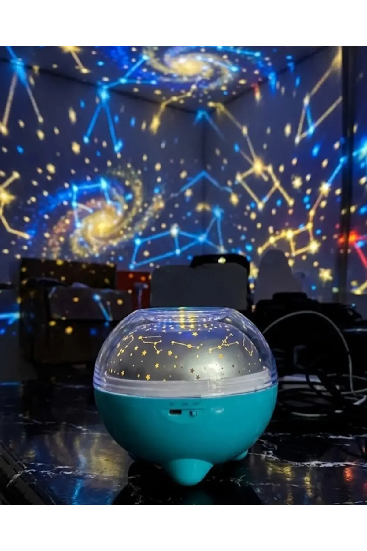 Çok Renkli LED Yıldız Projektör Gece Lambası Bluetooth Müzik Çalar ve Kumandalı Kontrol