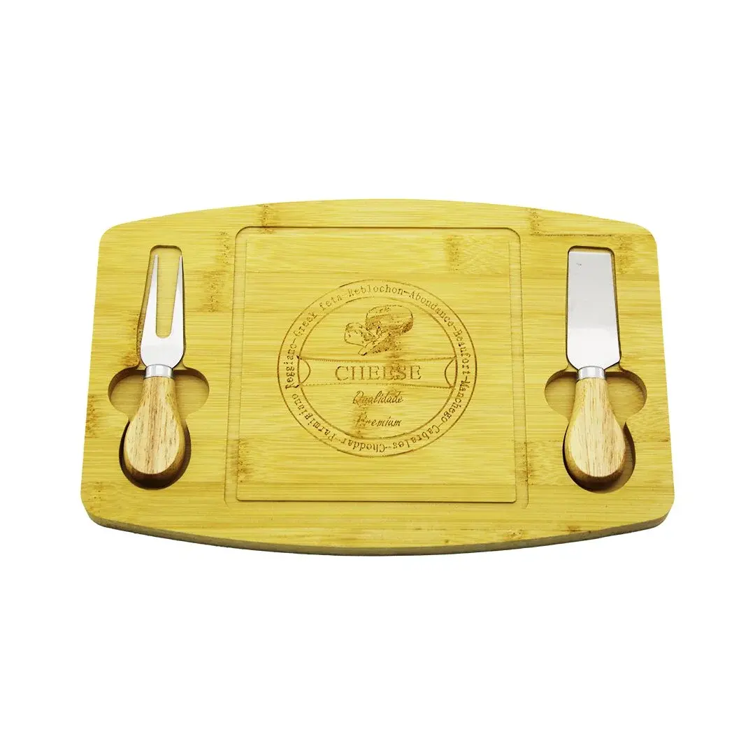 Bıçak Sağ-sol 19X29CM -1.5CM Ahşap Bambu Kahvaltı Peynir Sunum Tabak 2PEYNİR Bıçak=ahşap Saplı