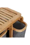 Ahşap Bambu 3 Bölmeli Çamaşır Sepeti 50x30x70 cm-5