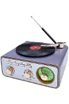 Metalik Nostaljik Tasarım Plak Çalar Görünümlü Radyolu Bluetooth Hoparlör Retro Müzik Plak-3