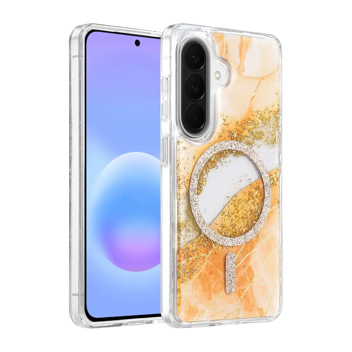 Onegif Samsung Galaxy A37 5g Lotus Simli Magsafe Kapak - Turuncu