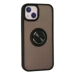 Apple İphone 13 Kılıf Montreal Yüzüklü Silikon Kapak - Siyah-3