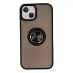 Apple İphone 13 Kılıf Montreal Yüzüklü Silikon Kapak - Siyah-1