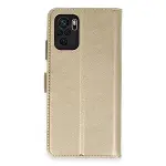 Xiao Note 10 Trend S Plus Kapaklı Kılıf - Gold-1