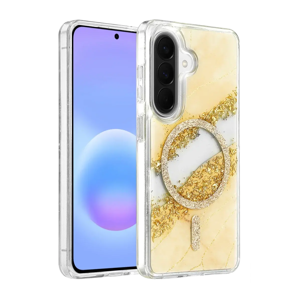 Onegif Samsung Galaxy A56 Lotus Simli Magsafe Kapak - Gümüş