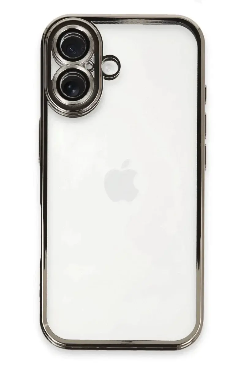 Apple iPhone 16 Kılıf Razer Lensli Silikon - Titanyum Gri