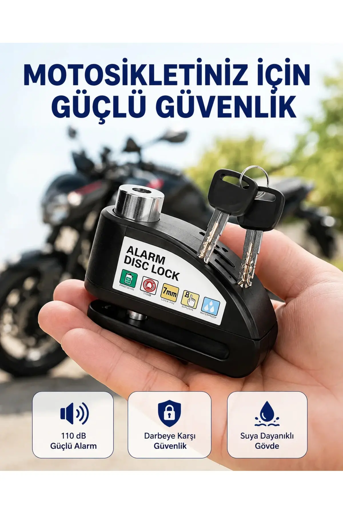 Taşınabilir Alarm Disk Kilidi Motosiklet Scooter Bisiklet Güvenlik Yeni Nesil