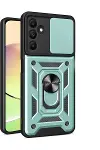 Samsung Galaxy M15 Kılıf Pars Lens Yüzüklü Silikon - Yeşil-1