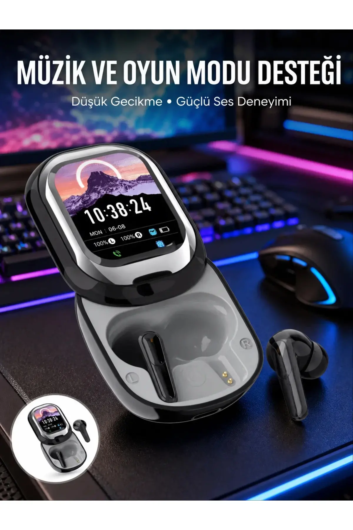 Kişiselleştirilebilir LED Ekranlı Bluetooth Kulaklık – Oyun & Müzik Modlu
