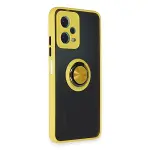 Xiao Red Note 12 5g Kılıf Montreal Yüzüklü Silikon Kapak - Sarı-3