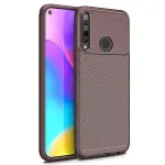 Huawei P40 Lite E Kılıf Auto Focus Karbon Kapak - Kahverengi-1