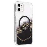 Onegif Apple İphone 11 Lotus Simli Magsafe Kapak - Siyah-2