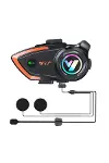 Yeni Model Y80-2x Motosiklet İntercom 2 Kişilik Bağlantı Rgb Işıklı Bluetooth Kulaklık Seti-1