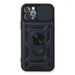 Apple İphone 12 Pro Kılıf Pars Lens Yüzüklü Silikon - Lacivert-1