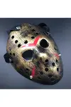 Bakır Renk Kırmızı Çizgili Tam Yüz Hokey Jason Maskesi Hannibal Maskesi-2