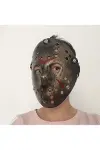Bakır Renk Kırmızı Çizgili Tam Yüz Hokey Jason Maskesi Hannibal Maskesi-3