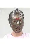 Bakır Renk Kırmızı Çizgili Tam Yüz Hokey Jason Maskesi Hannibal Maskesi-4