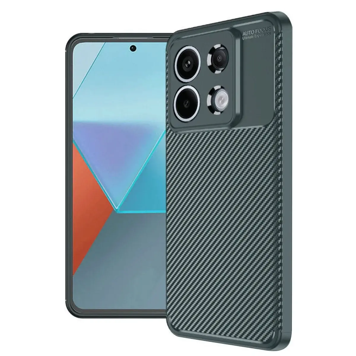 Xiao Red Note 13 Pro 4g Kılıf Auto Focus Karbon Kapak - Koyu Yeşil