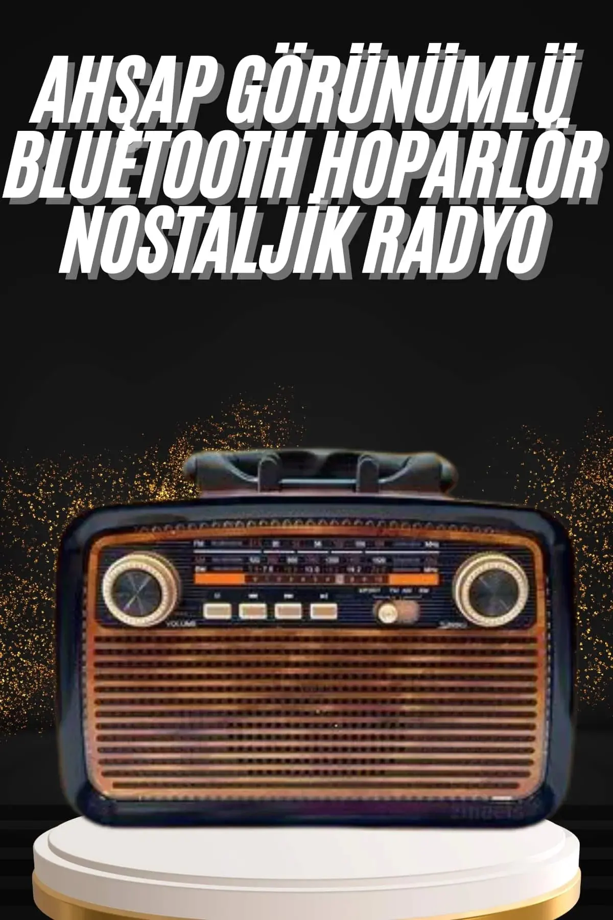 Nostaljik Görünümlü Ahşap Radyo TF SD USB Girişli Led Fener Işıklı