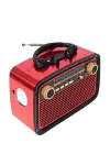 Nostaljik Görünümlü Ahşap Radyo TF SD USB Girişli Led Fener Işıklı-3