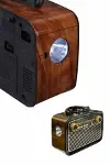 Nostaljik Görünümlü Ahşap Radyo TF SD USB Girişli Led Fener Işıklı-4