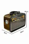 Nostaljik Görünümlü Ahşap Radyo TF SD USB Girişli Led Fener Işıklı-5