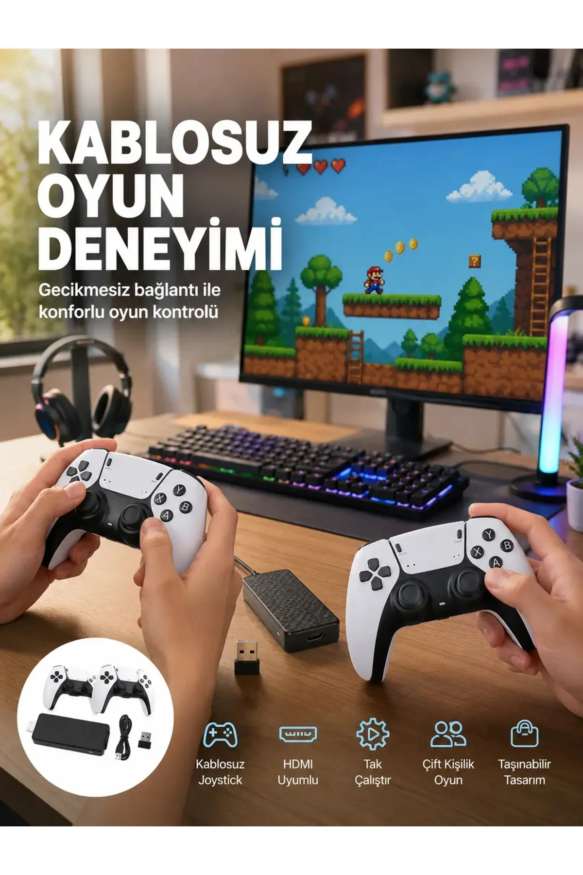 20600 Oyunlu Retro Oyun Konsolu Kablosuz Joystick Yeni Nesil