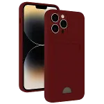 Apple iPhone 15 Pro Kılıf Kelvin Kartvizitli Silikon - Bordo-3
