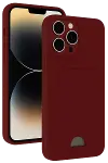 Apple iPhone 15 Pro Kılıf Kelvin Kartvizitli Silikon - Bordo-1