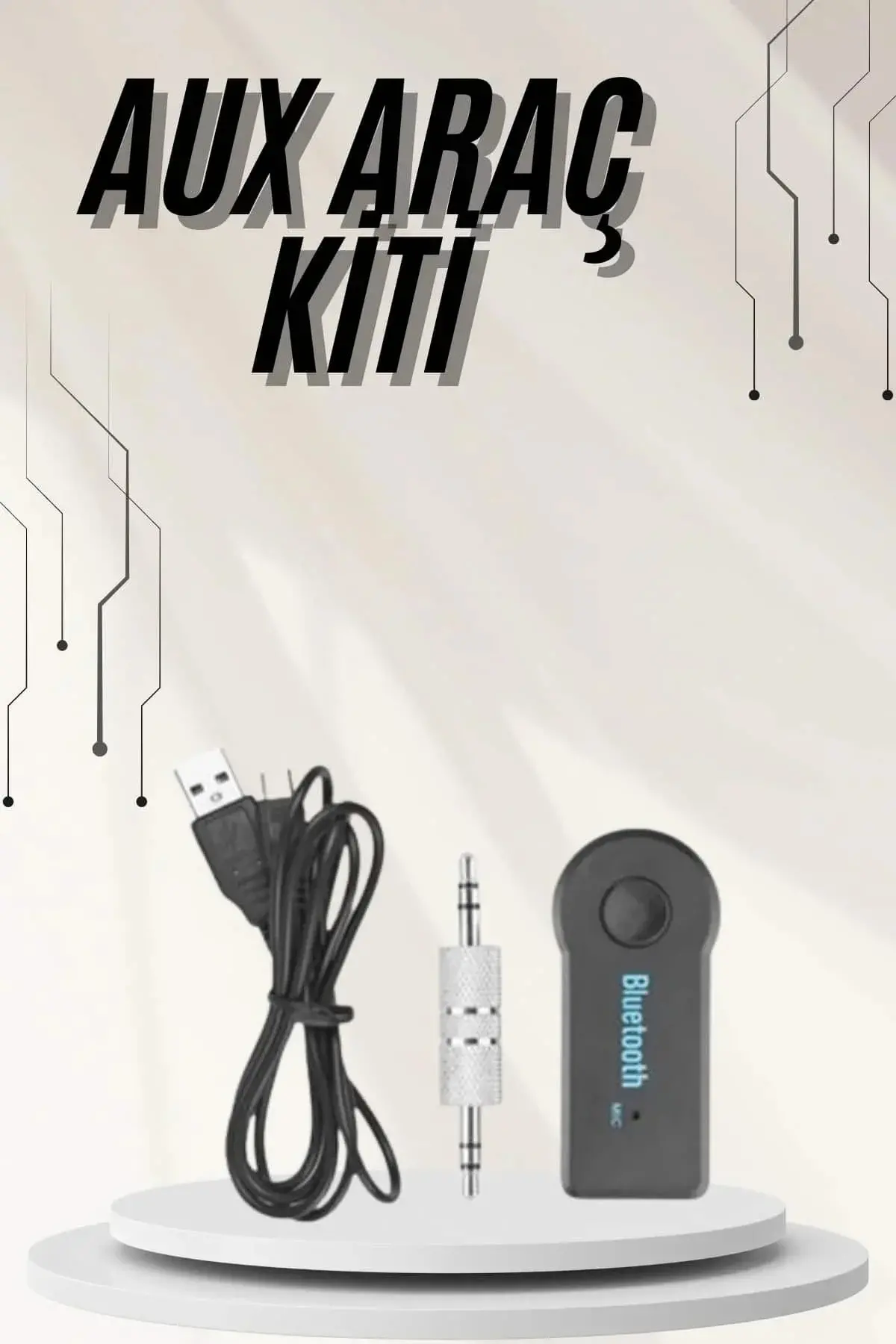 Yeni Nesil Bluetooth Aux Araç Kiti Siyah TV Tablet Telefon Araç Araba
