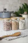 3 Lü Set Bambu Kapaklı Cam Kavanoz & Erzak Saklama Kabı 800 ml Orta Boy ( Vakum Kapak )-2