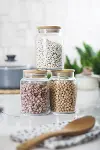 3 Lü Set Bambu Kapaklı Cam Kavanoz & Erzak Saklama Kabı 800 ml Orta Boy ( Vakum Kapak )-3