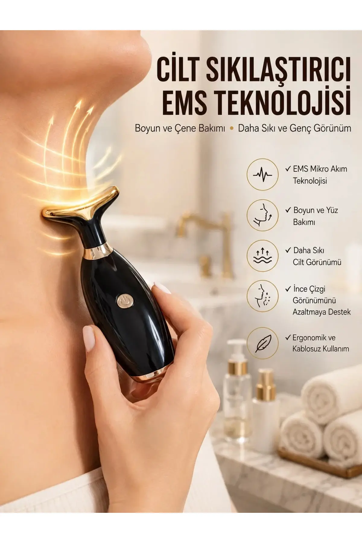 Yüz Ve Boyun Kırşıklık Giderici Ems Güzellik Cihazı Gıdık,Sarkma,Kırışıklık Yüz Masaj Aleti