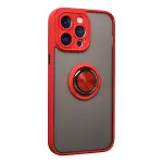 Apple İphone 14 Pro Kılıf Montreal Yüzüklü Silikon Kapak - Kırmızı-2