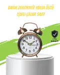 Nostaljik Bronz Metal Alarmlı Masa Saati Büyük Boy Dekoratif ve Şık Tasarım-1