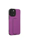 Apple iPhone 12 Pro Max Kılıf Mega Standlı Silikon - Mor-2