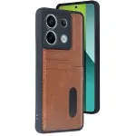 Xiao Red Note 13 Pro 4g Kılıf Sara Kartvizitli Deri Kılıf - Taba-1