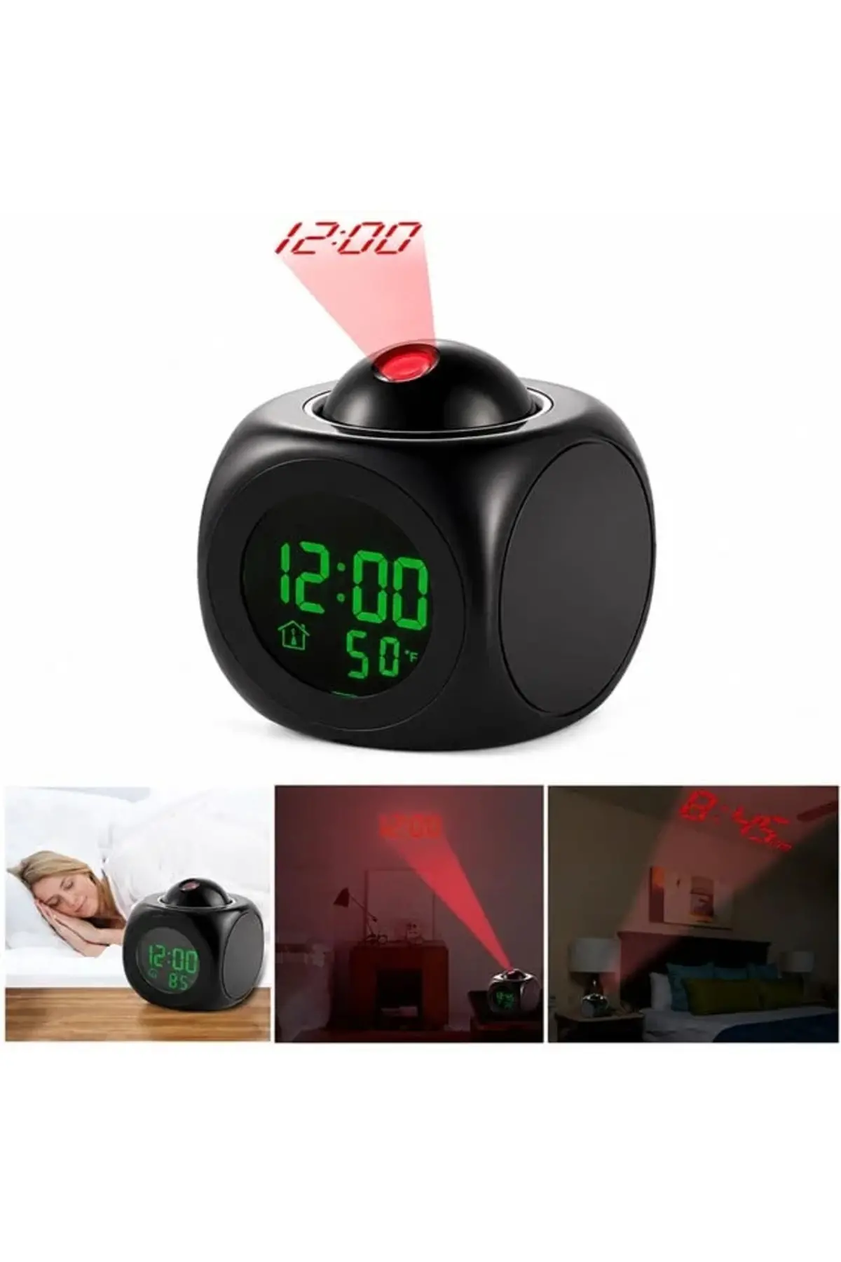 SN-25936 Porjeksiyonlu Ledli Siyah Çalar Saat