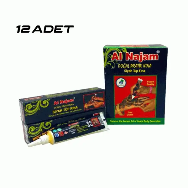 12 Adet Al Najam Siyah Tüp Kına 30GR