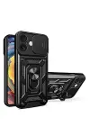 Apple iPhone 16 Kılıf Pars Lens Yüzüklü Silikon - Siyah-1