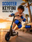 2'li Mavi Çocuk Koruyucu Spor Seti Dizlik Dirseklik El Bilek Koruyucu-1