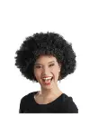 Siyah Renk Kıvırcık Afro Bonus Peruk Parti Peruğu-1