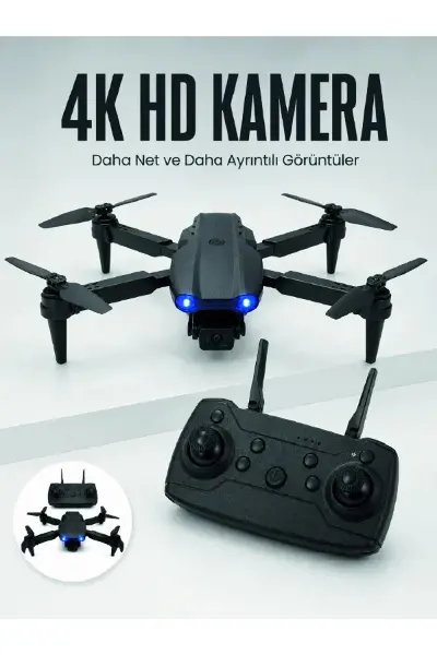 E99 Pro 4K HD Kameralı Katlanabilir Drone APP Kontrollü Uzaktan Kumandalı Mini Drone