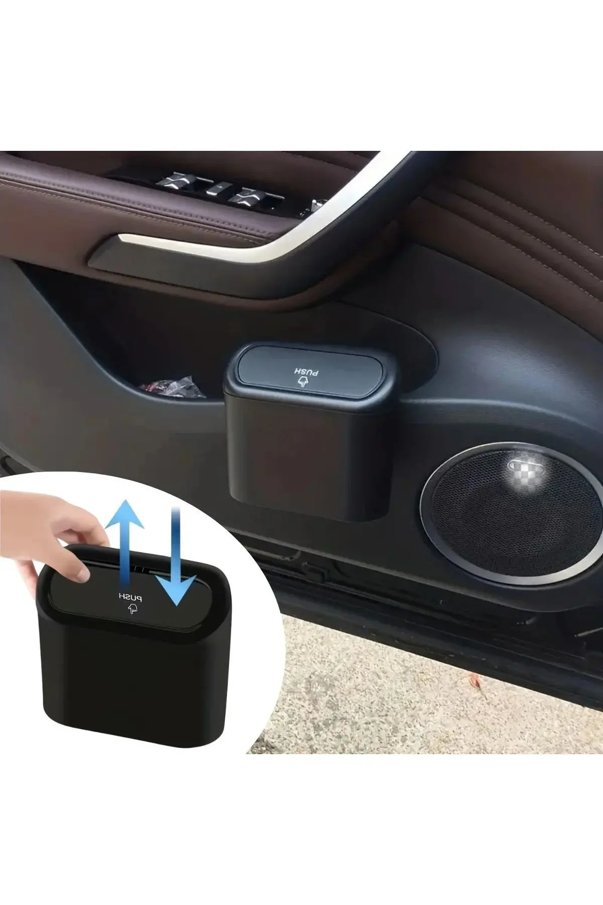 Araç İçi Takılarak Sabitlenebilen Mini Kapaklı Çöp Kovası