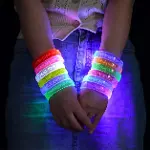 Pembe Led Işıklı Baskı Yapılabilen Pilli Bileklik Bilezik 1,5 cm Genişlik-2