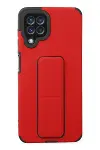 Samsung Galaxy A22 Kılıf Mega Standlı Silikon - Kırmızı-1