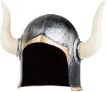 Mega Boynuzlu Viking Ivar Kaskı Eskitilş Desen Gümüş Renk-2