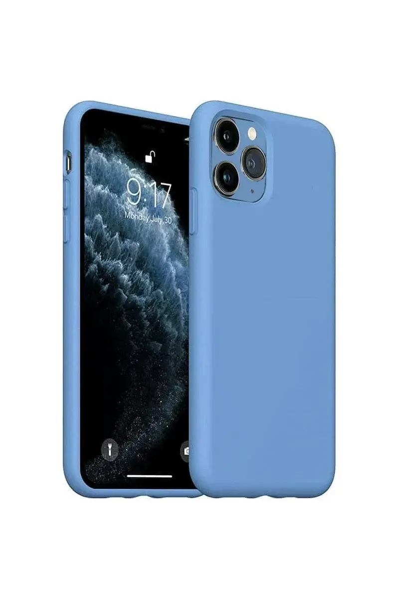 Apple iPhone 11 Pro Max Kılıf Nano içi Kadife Silikon - Mavi