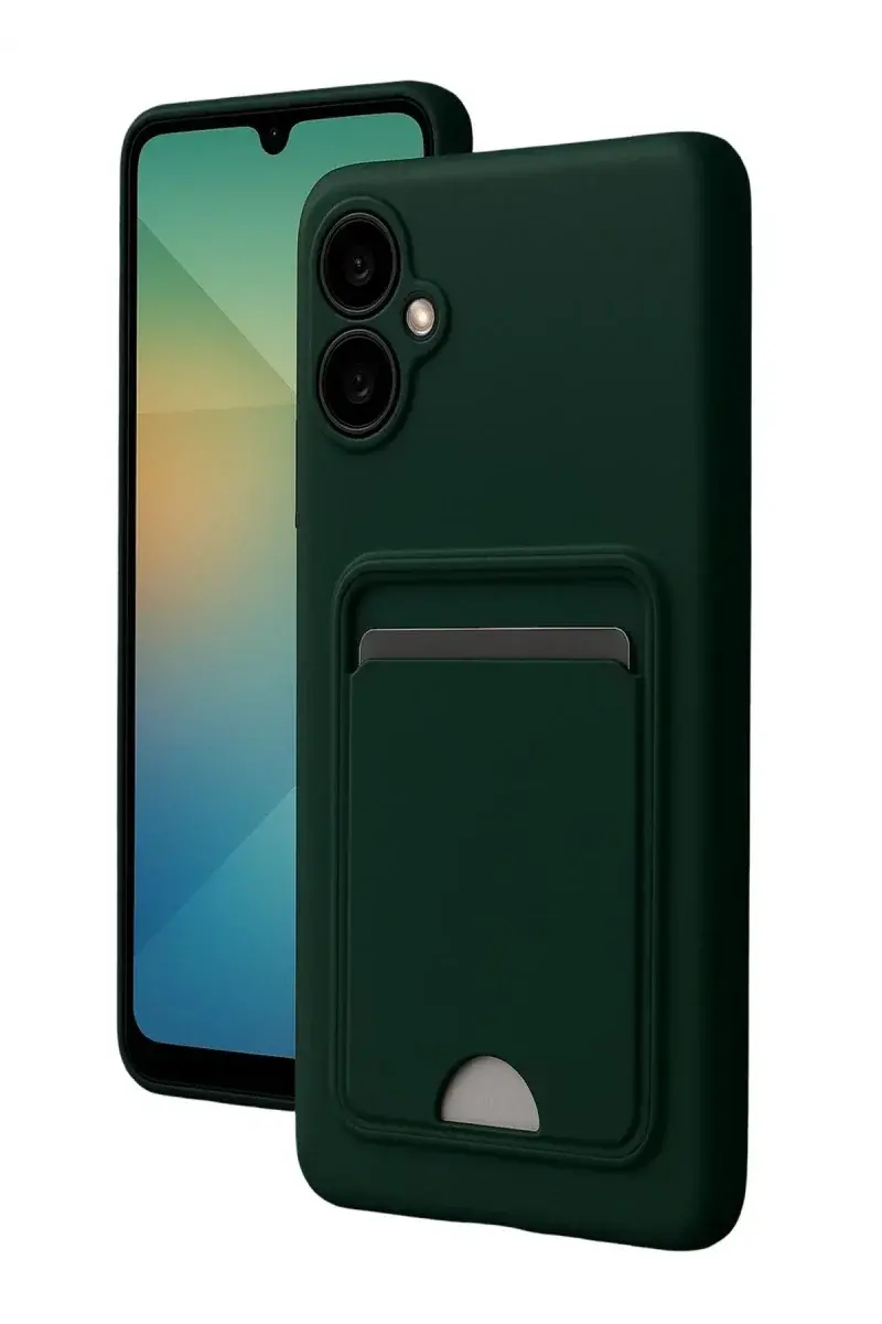 Samsung Galaxy A07 4G Kelvin Kartvizitli Silikon - Koyu Yeşil